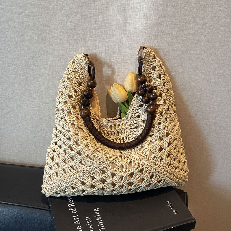 Tote Bag Beach - Tas Bahu Anyaman Jerami Kapasitas Besar
